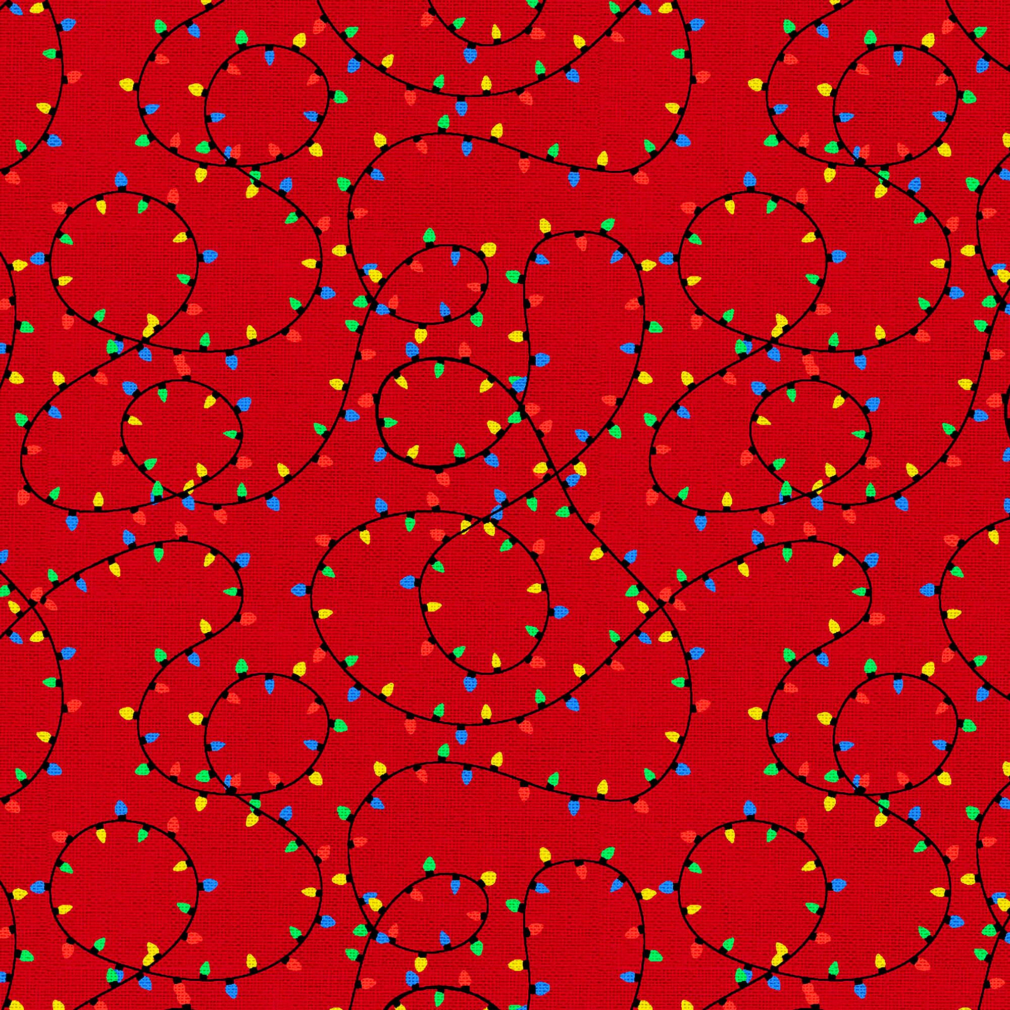 Fabric Editions Red Holiday Lights Cotton Fabric